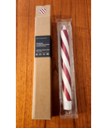 NIB POTTERY BARN Flickering Flameless Wax TAPER Candle GLITTER Candy Stripe - £22.17 GBP