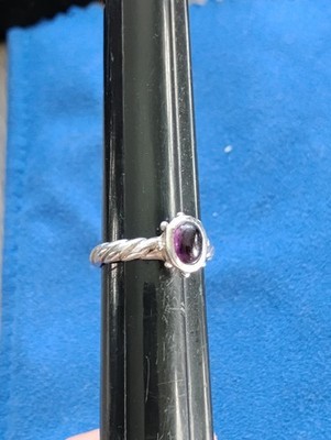 925 Sterling Silver Twisted Band Amethyst Ring Size 7 Free Shipping Item image 5