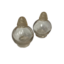 Salt And Pepper Shakers Small Clear Glass Crystal  With Plastic Caps Vin... - $9.67