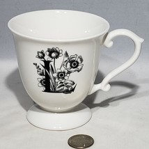Anthropologie Monogram L Initial Missus Footed Pedestal Black White Mug Flowers - £14.81 GBP