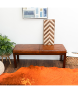 Antique Tan Leather Bench - Austin Line - $298.82 CAD