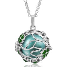 20mm Music Ball Prenatal Edutation Luckly Clover Locket Cage Pendant Necklace Ma - £17.81 GBP