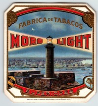 Moro Light Tobacco Label Lighthouse Moon Gold Embossed Original Vintage ... - $11.88