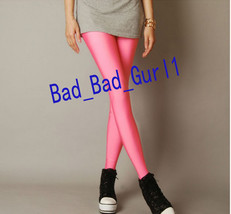 Neon Candy Color Shiny Glow Stretch Slim Pencil Party Leggings Fluorescent Pants - £55.42 GBP