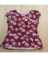 Garnet Hill Asian Wrap Sleep Top Dusty Rose Rust Flower Small Organic Co... - $35.06 CAD