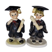 Vintage Lefton Graduation Girl Boy Figurine Set #2791 - £21.62 GBP
