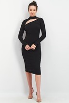 FOREVER 21 Women&#39;s Ribbed Textured Cutout Midi Dress Black Pullover SMALL - £11.79 GBP