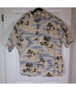CAMPIA Moda Mens Hawaiian Shirt Tropical/Island Light Blue/Tan/Green XXL - $14.53 CAD