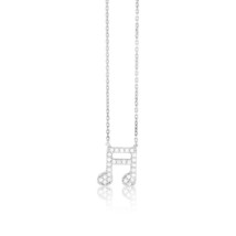 Sterling Silver CZ Musical Note Necklace - £31.32 GBP