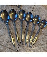 6 Wm. Rogers BERMUDA Soup Spoons Stainless by Int. Silver 3 Sets Ava - £14.47 GBP