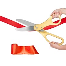 Giant Ribbon Cutting Ceremony Kit 21&quot; Giant Scissor Set With Sharp, Gold... - $118.99