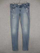 Hollister Juniors Jeans Straight Low Rise Light Wash Distressed Size 5L 27 x 33 - £9.97 GBP