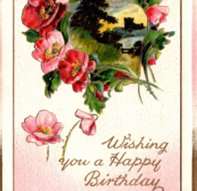 Antique Wishing You A Happy Birthday Postcard Flowers Floral - $14.34