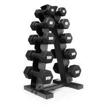 CAP Barbell 100 lb Neoprene Hex Dumbbell Weight Set with Vertical A-Fram... - $485.09