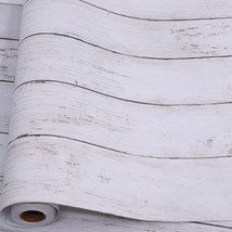 Abyssaly White Grey Wood Self Adhesive Paper 17.71 In X 32.8 Ft Removabl... - $32.99