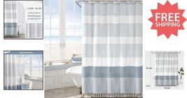 Boho Farmhouse Shower Curtain 72x72&#39;&#39; - Elegant Striped Design with Tassels - $47.52