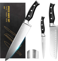 3 PCS Chef Knife Ultra Sharp Kitchen Knife Set Premium German Stainless Steel - £15.31 GBP