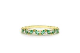 1ct Marquise Cut Green Emerald 14k Yellow Gold Finish Half Eternity Wedding Band - £62.68 GBP