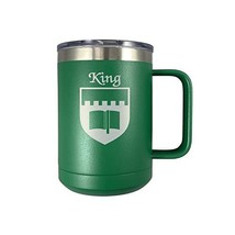 King Irish Coat of Arms Stainless Steel Green Travel Mug with Handle - $28.00