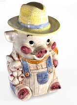 Farmer Pig Holding Bunny Ceramic Cookie Jar (Circa 1960&#39;s) by Treasure Craft USA - £29.28 GBP