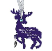 Reindeer Angel Wing Urn Ornament - Free Engraving &amp; Birthstone - £23.48 GBP