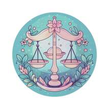 Libra Astrology - Soft Lighting &amp; Pastel Zodiac Sign Symbol - Round Rug - $149.60