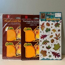 Vintage American Greetings Honeycomb Turkeys &amp; Mello Smello Leaf Stickers - £10.37 GBP