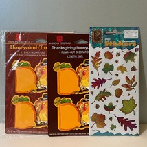 Vintage American Greetings Honeycomb Turkeys &amp; Mello Smello Leaf Stickers - £10.21 GBP