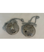 SET OF 2 Disney World Christmas Ornament Mesh Ball Mickey Mouse Ears Pot... - £19.53 GBP