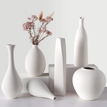 Small White Modern Flower Vases In A Set Of Six Rustic Decorative Cucumi Ceramic - £33.52 GBP