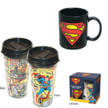 Superman Travel and Ceramic Mug Two Pack in Illustrated Box, NEW UNUSED - £12.22 GBP