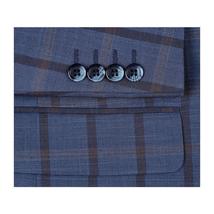 Mens Suit by RENOIR English Plaid Window Pane European Business 291-19 Blue Rust image 4