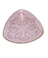 Vintage MCM Italian Made Ceramic Candy Dish Pink &amp; Gold 7&quot; - £22.44 GBP