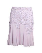 Giambattista Valli Lace-Trimmed Mini Flared Skirt In Lavender Cotton Sil XXS - $172.90