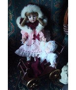 Gorham PORCELAIN DOLL -FRANCIE- with baby in a carriage, 17&quot; doll, NEW I... - $404.82 CAD