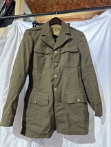 Vtg US Military Army Green Wool Coat Dress Jacket Mens WWII Korean Sz 36... - $49.49