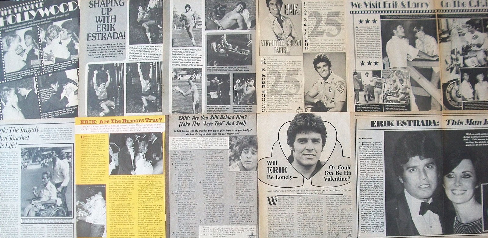 ERIK ESTRADA ~ Twelve (12) B&amp;W Vintage ARTICLES from 1980-1982 ~ B4 Clip... - $5.82