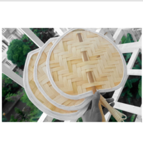 Bamboo Craft Weave Hand Fan Heart, Handwoven Straw Cane Rattan - £7.83 GBP