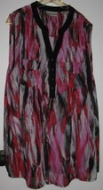 Womens 22/24 Avenue Multicolor Print Sleeveless Semi-Sheer Shirt Top Blouse - $18.81