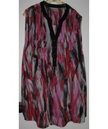Womens 22/24 Avenue Multicolor Print Sleeveless Semi-Sheer Shirt Top Blouse - £14.73 GBP