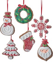 Kurt Adler Set of 6 Christmas Claydough Cookie Ornaments - £21.91 GBP