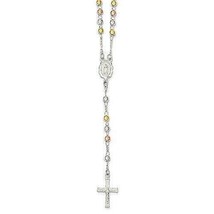 Sterling Silver Yellow and Rose Flash Gold-plated Rosary Necklace - $186.96 CAD