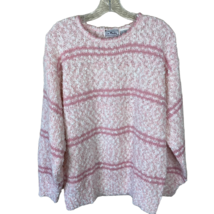 Vintage Le Moda Women&#39;s pink pop corn knit sweater barbiecore cozy size Large - £15.95 GBP
