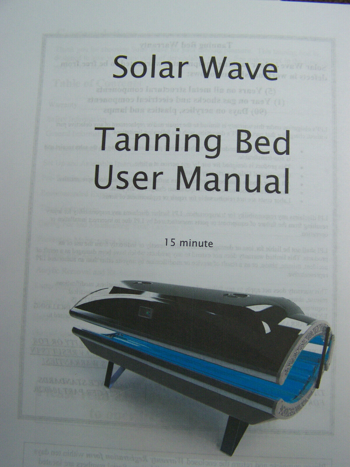 Solar Wave Tanning Bed User&#39;s Manual 15 Minute Bed Operation Manual Book - $9.50