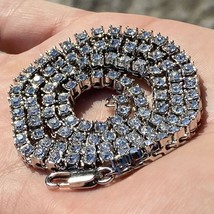 3.5mm Rund Brillant Diamant Tennis Halskette 30 &quot; Herren 14K Weißgold Fi... - £713.62 GBP