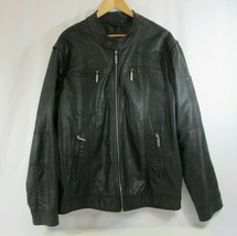 For Him London UK Vegan Leather Jacket Black Faux Moto Biker Racing Zip-... - £30.22 GBP