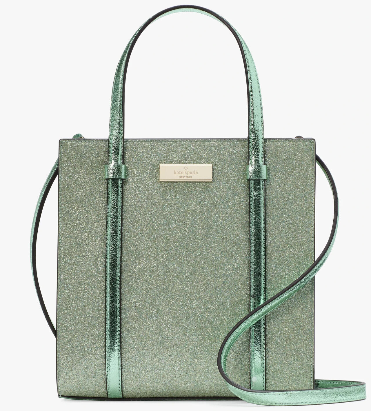 Kate Spade Kenzie Limited Edition Small Tote Bag KK329 Green Glitter Purse NWT