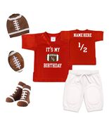 Personalized Half Birthday Football Outfit  Red Jersey, Beanie &amp; Socks - $35.00