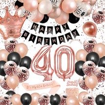 40Th Birthday Decorations Women, Black And Rose Gold Party Decorations, 40Th Bir - £18.66 GBP