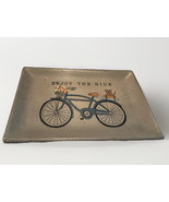 Vintage Donna White Bicycle ‘Enjoy the Ride’ Coin Key Wood Tray Rustic F... - £38.33 GBP